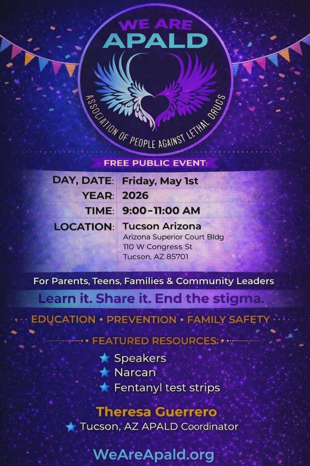 Flyer for May 1 2026, Tuscon, Arizona